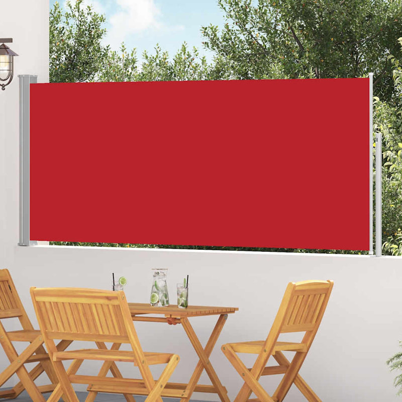 118.1'' W x 120'' D Polyester Cover Retractable Patio Awning, Red