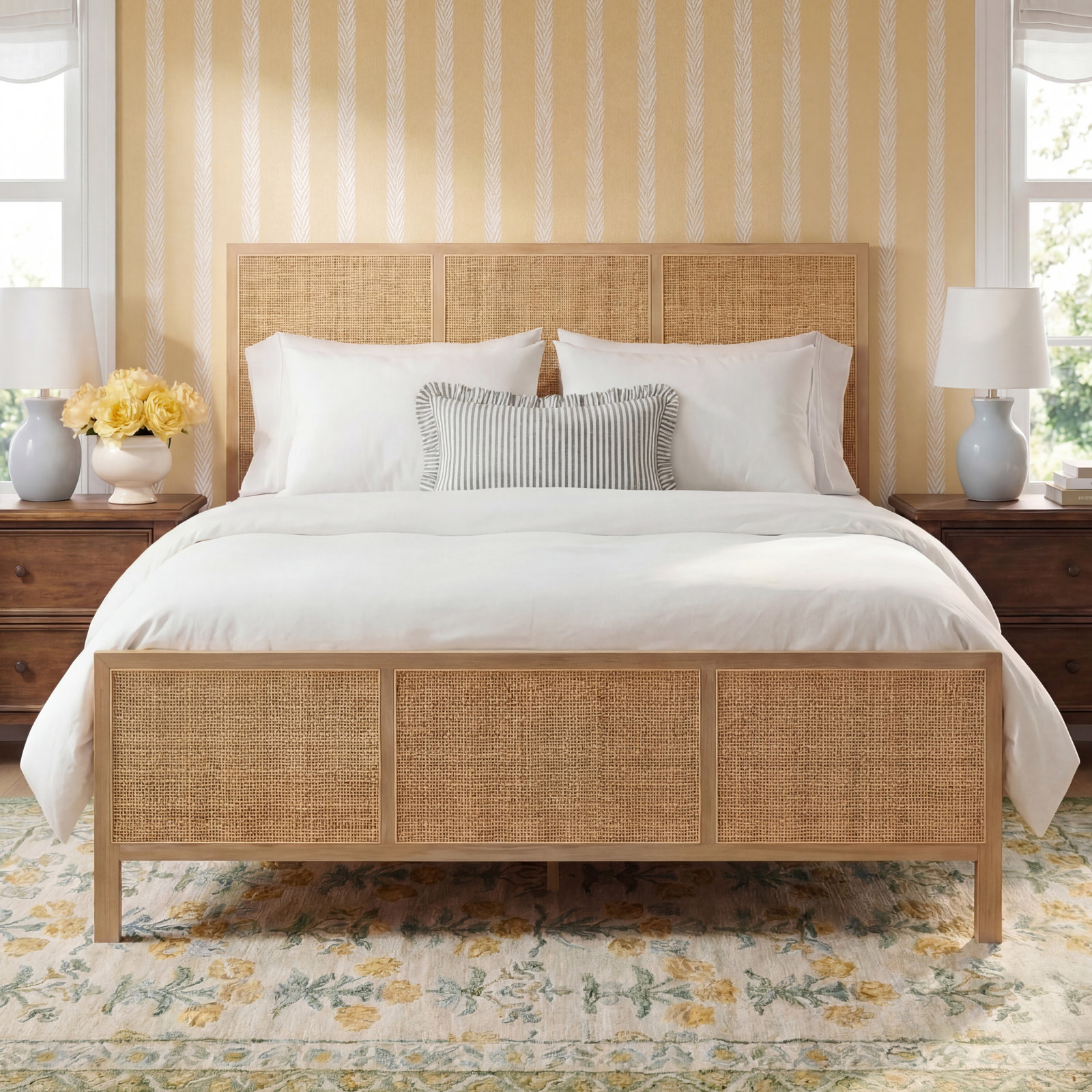 Nellie Cane Bed, Twin, Brown Wash