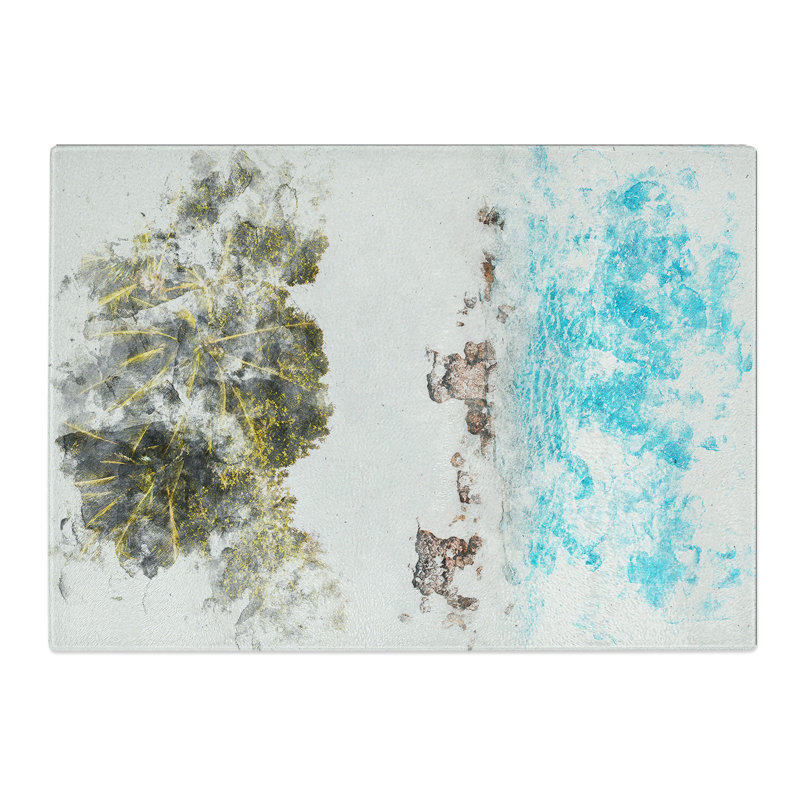 Tempered Glass Palm Trees by the Beach in the Maldives Chopping Board, 20 cm x 28.5 cm
