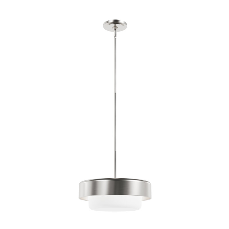 Luminaire suspendu tambour 2 lumières Station, Nickel brossé