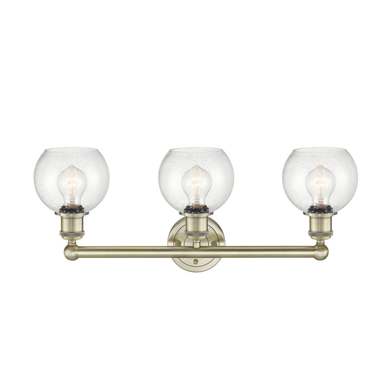 Éclairage pour salle de bain 3 lumières à intensité variable, Laiton antique, Bullé, H 10,63 po x l 24 po x P 7,5 po