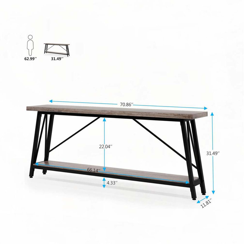 Console industrielle 70,9 po, Gris