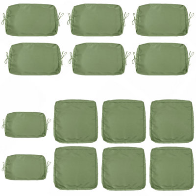 14 housses de coussins d'extérieur pour canapé d'angle en rotin tressé 7 pièces (6 places), housses de rechange hydrofuges et résistantes à la décoloration (housses seulement)