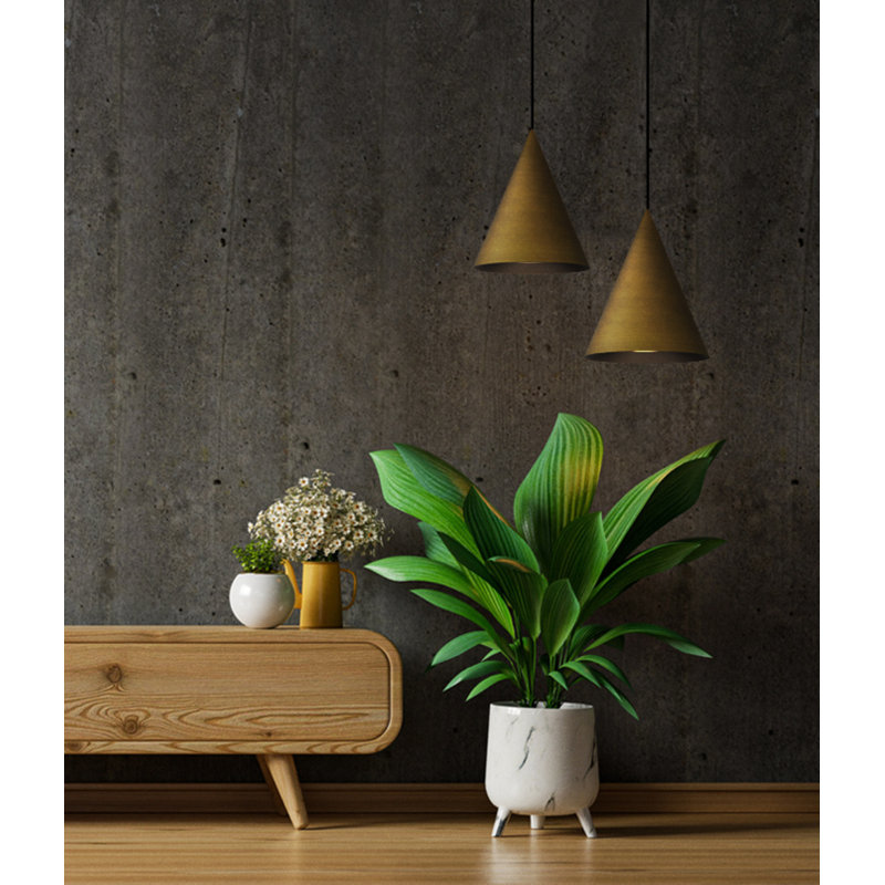 Assie 1 - Light Matte Black Cone Pendant, Gold