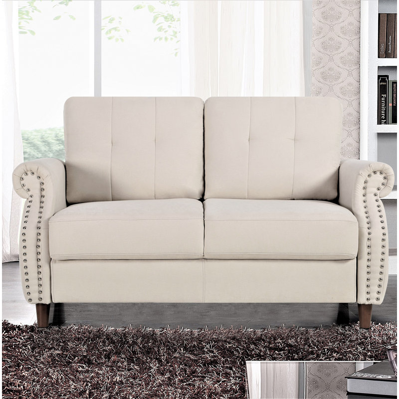 Causeuse à accoudoirs roulés 57,48 po Sauter, Beige