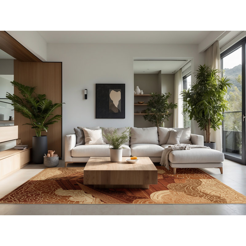 Soft Plush Queanbeyan Chichen Itza Global Inspired Oriental Area Rug in Brown – LightBrown Binding, 8x12