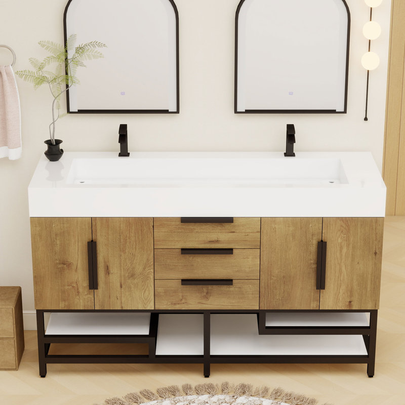 Finition du meuble-lavabo sur pied simple 60 po Jessica / Base: Chêne blanc, Teck chêne