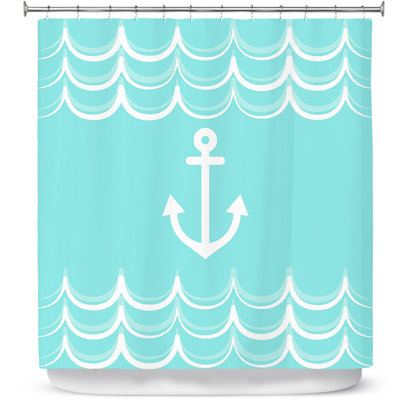 Rideau de douche simple anchor waves