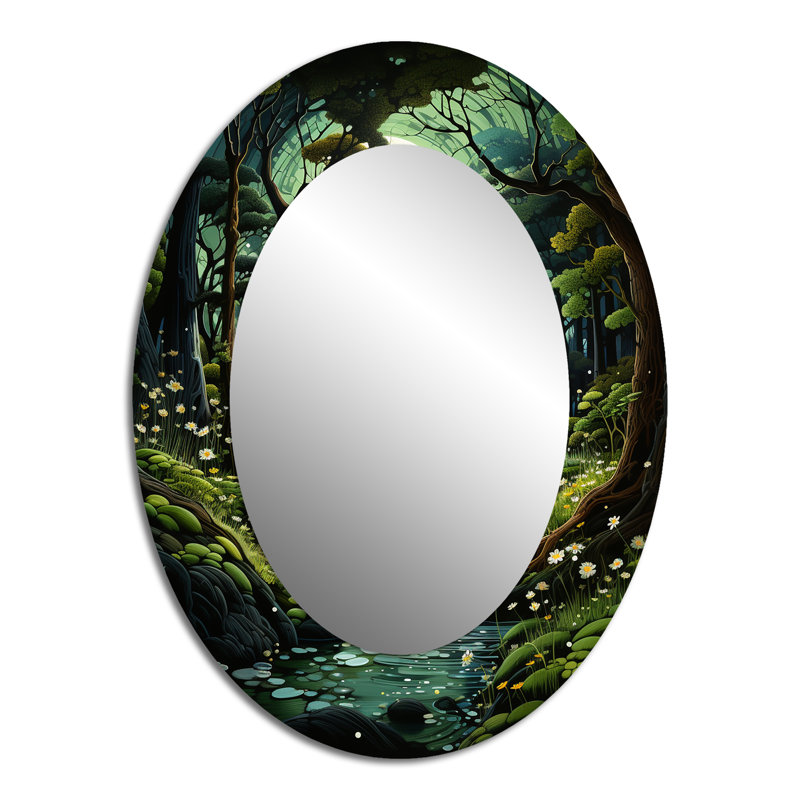 Miroir mural vert traditionnel Forest Enchanted Forest Pastoral I, 40 po x 30 po