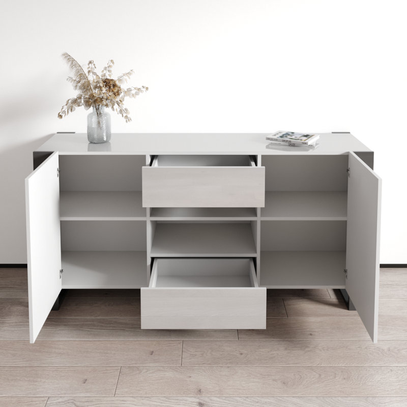 Buffet blanc Woody, Blanc/gris