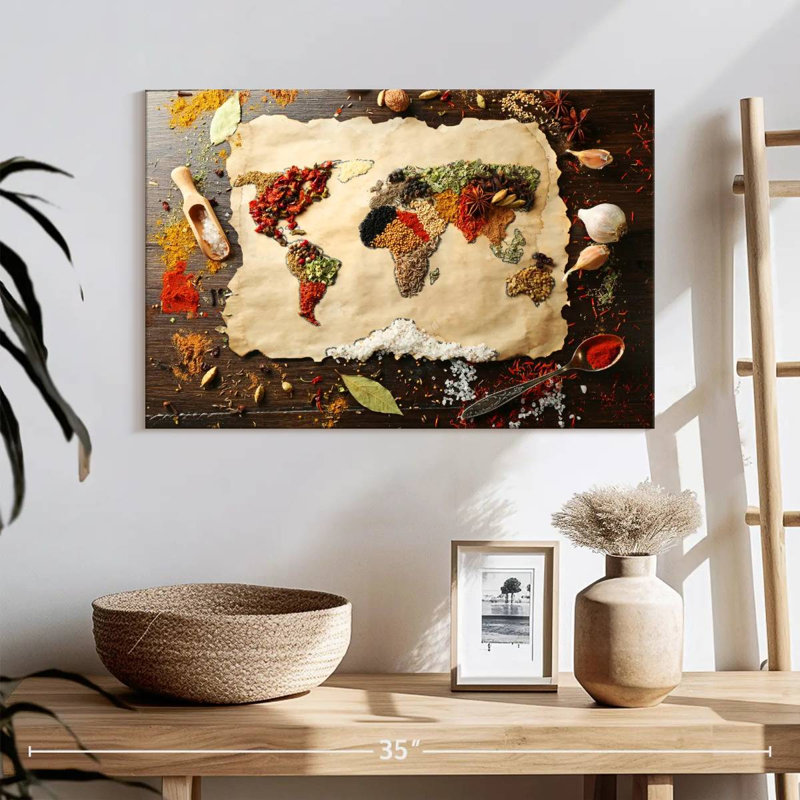 Impression «World Map», impression sur toile, H 24 po x l 16 po x P 1,25 po