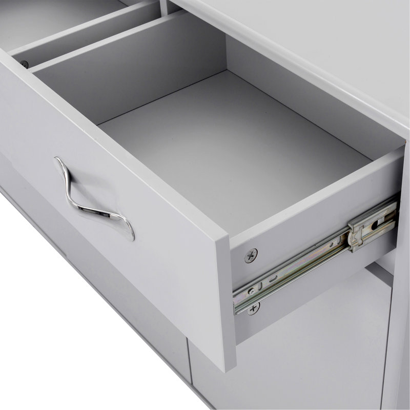 Three Doors Side Table-Grey, Gray