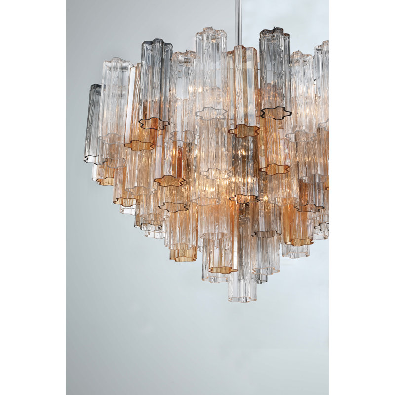Lustre Clela, Gris / Jaune, Chrome poli, H 21,5 po x l 32 po x P 32 po