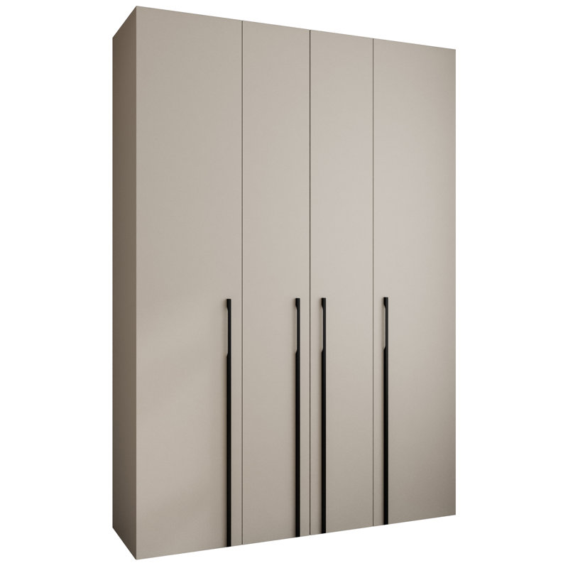 4 Door Manufactured Wood Wardrobe, cashmere + handles: black, 245,5 H x 170 W x 50 D