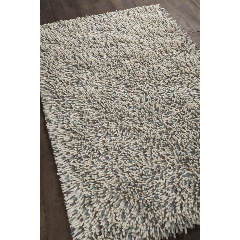 Tapis à poil long abstrait en laine tissée à la main Sharene, Rectangle 7 pi 9 po x 10 pi 6 po