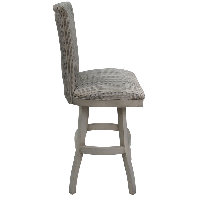 Irminger Swivel Upholstered Counter Stool with Solid Wood Frame, 34", Reclaimed Estate
