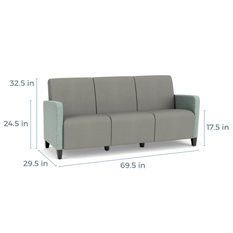 Fauteuil de réception 3 places Ravenna, Bois noir, Chambray écume de mer / Patriot Plus colombe