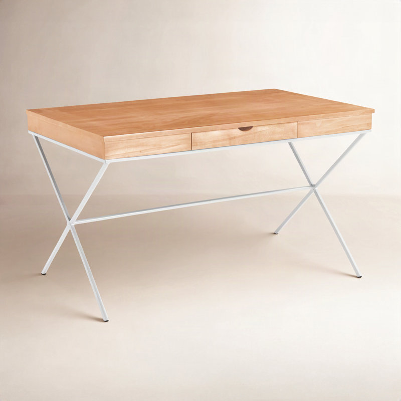 Abbott Solid Wood Writing Desk, Clear Coat, Glacier White