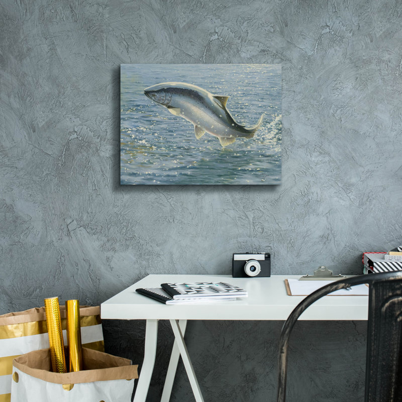 "Epic Graffiti" Salmon "par Wellington Studio, art mural sur toile, H 12 po x l 16 po x P 0,75 po