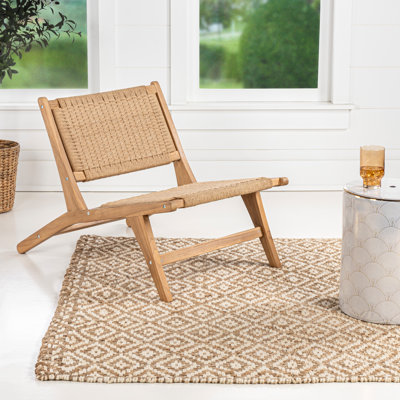 Méridienne d'appoint pour salon et chambre à coucher en teck indonésien massif de 23,6 po x 36,2 po Parker