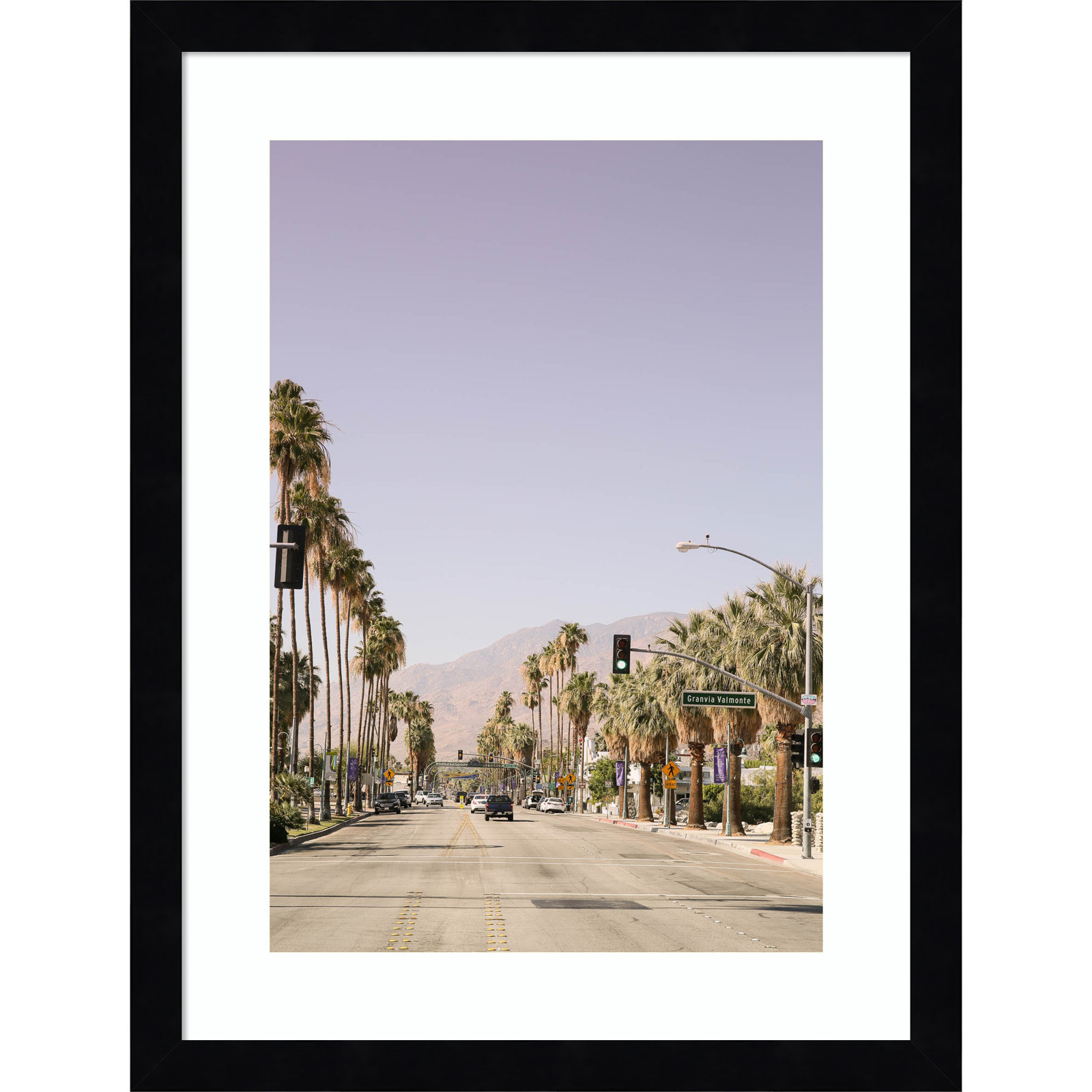 Daisey "Palm Spring Street" Print, Black, 17" H x 13" W