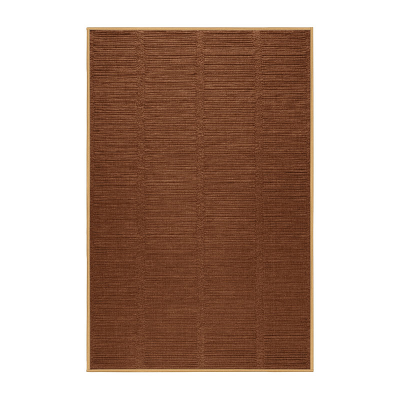 Machine Washable Solid Brown Area Rug, Rectangle 5' x 8'
