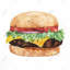 «Watercolor All Dressed Cheeseburger», reproduction d'art sur toile encadrée