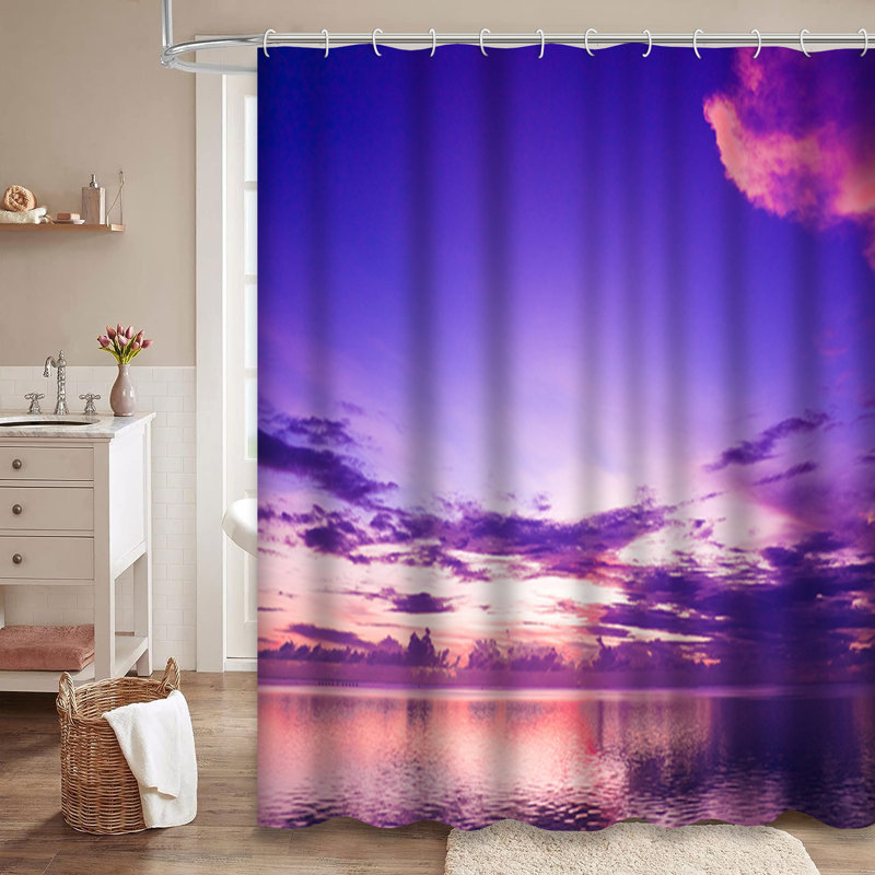 Rideau de douche mauve avec 12 crochets, L 72 po x l 78 po