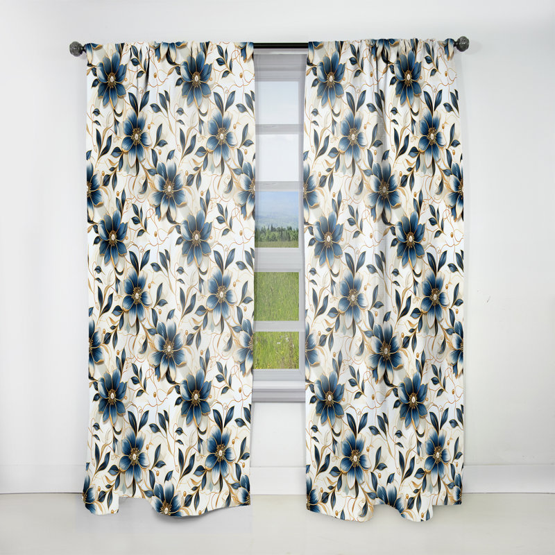 Vintage Reverie Marble Pattern - Glam Velvet Curtain - Room Darkening - 1 Panel, 52" W x 63" L