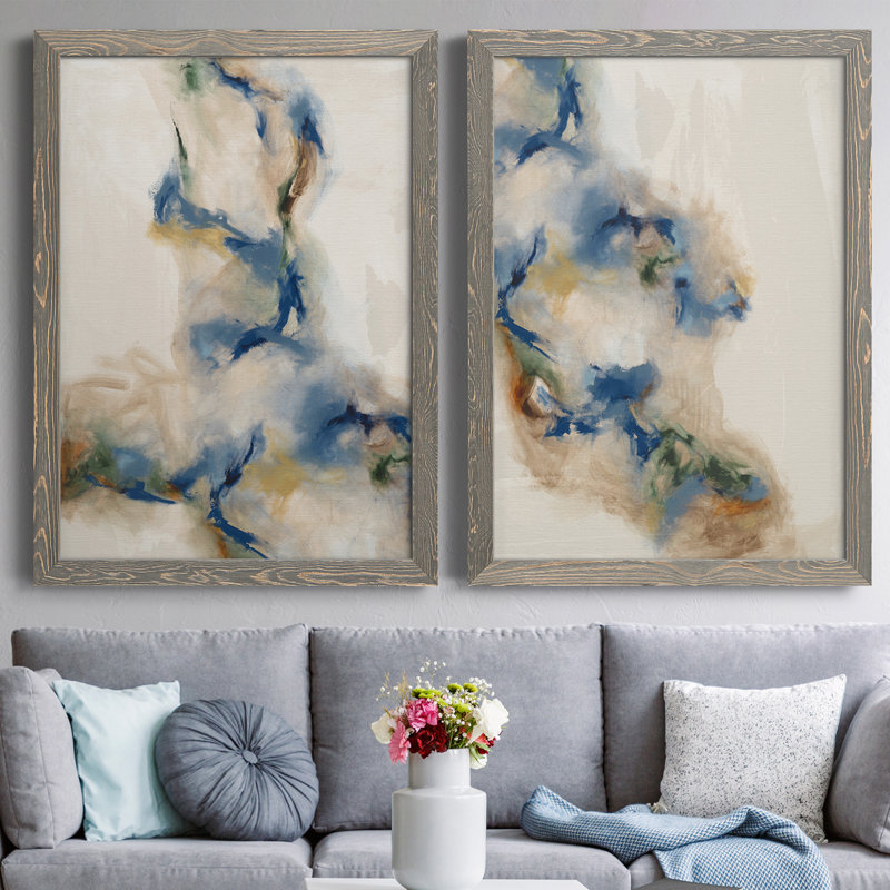 Onward I - ensemble de 2 reproductions d'art encadrées, Toile avec cadre gris, H 20 po x l 34 po x P 1,5 po