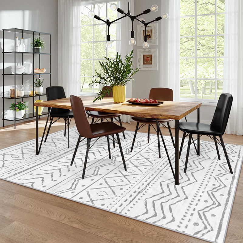 Tapis marocain à rayures Tribal, Rectangle 6 pi x 9 pi, Gris / Rose