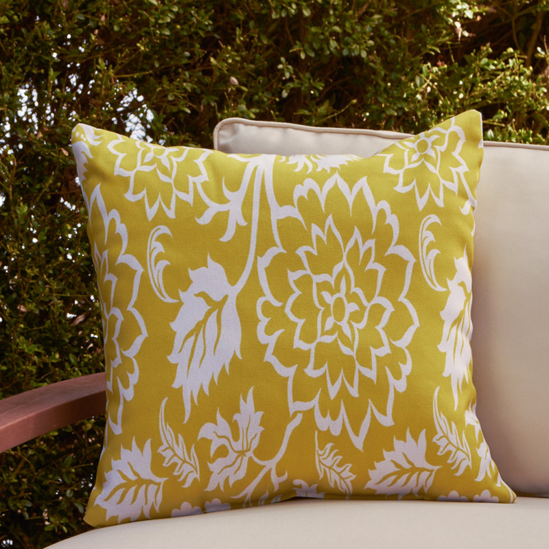 Purple and White Floral Polyester Outdoor Throw Pillow Set