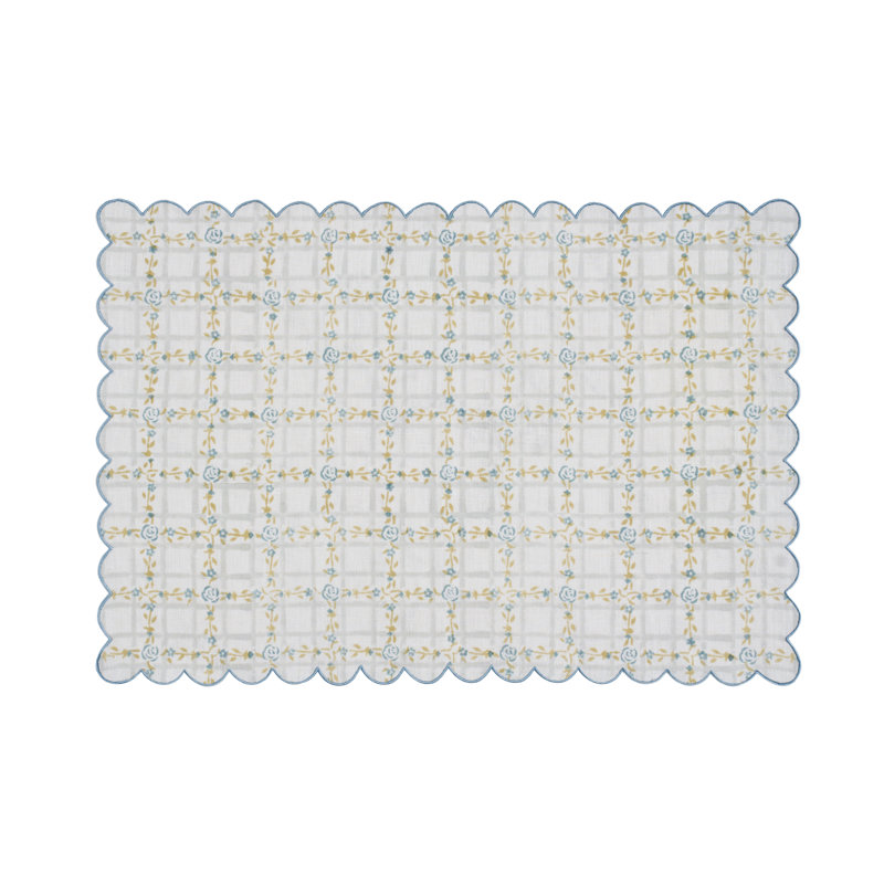 English Rose Table Placemat 14x20 Inch, Blue
