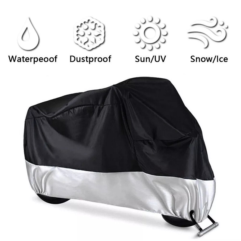 Motorcycle Cover Large Waterproof Heavy Duty For Outside Storage Snow Rain Cover L