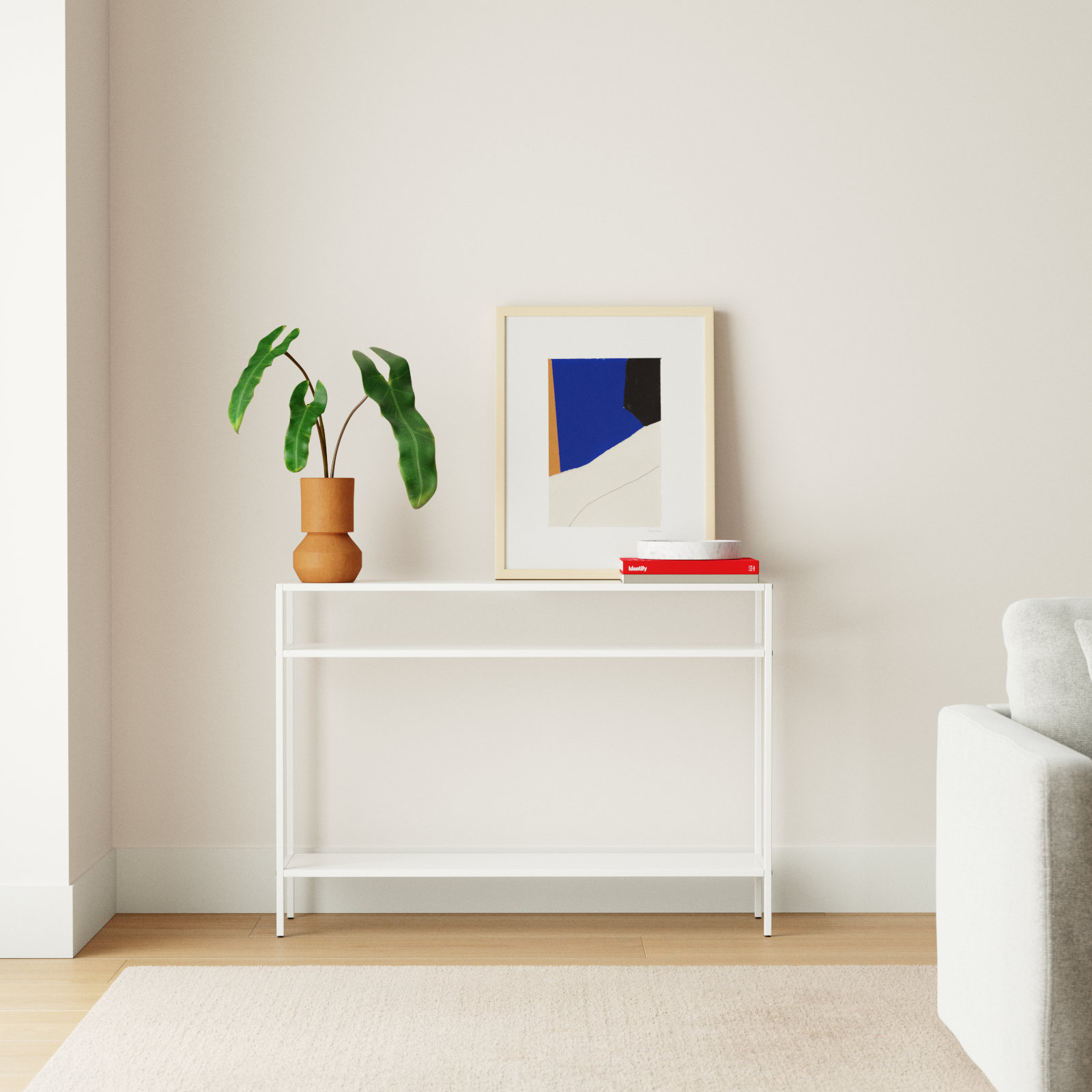 Aisha Console Table, Matte White, 30" H x 42" W x 10" D