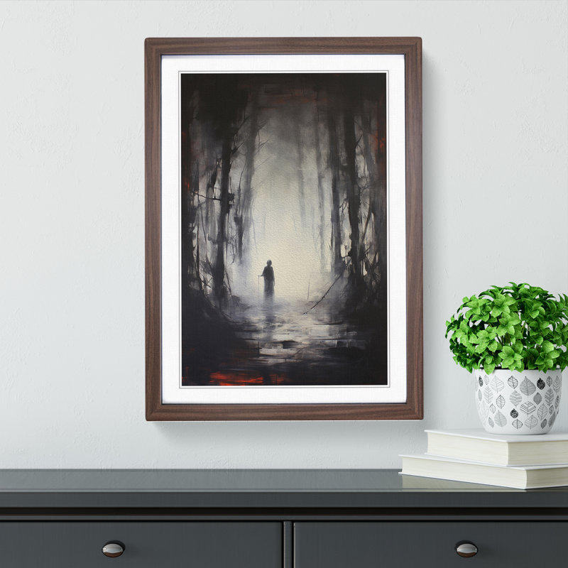 Single Picture Frame Print on Wood, Walnut Framed, 34cm H x 25cm W