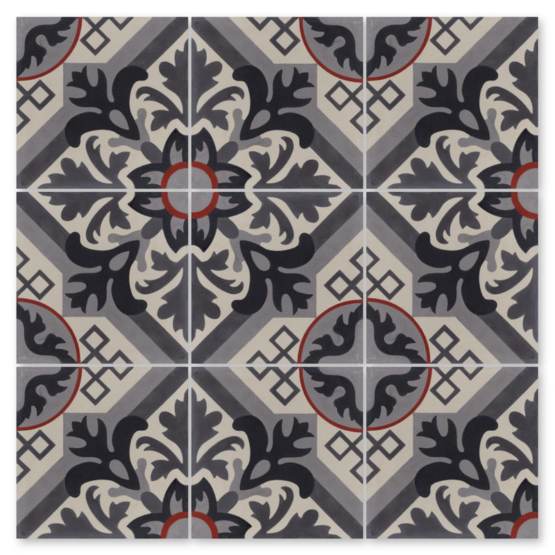 Nuevo Castillo 8" x 8" Cement Patterned Wall & Floor Tile, Newton