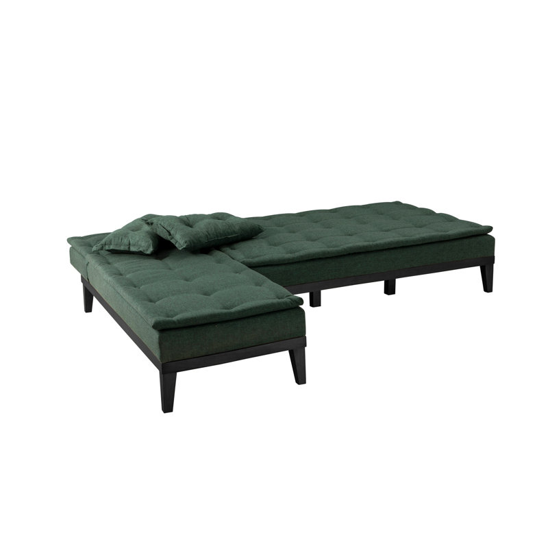 Canapé modulaire d'angle rembourré 88,6 po Sky, Velours vert
