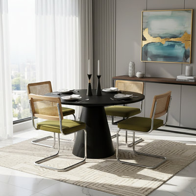 Ember 5-Piece Mid-Century Dining Set With Chrome Rattan Chairs by NFusion