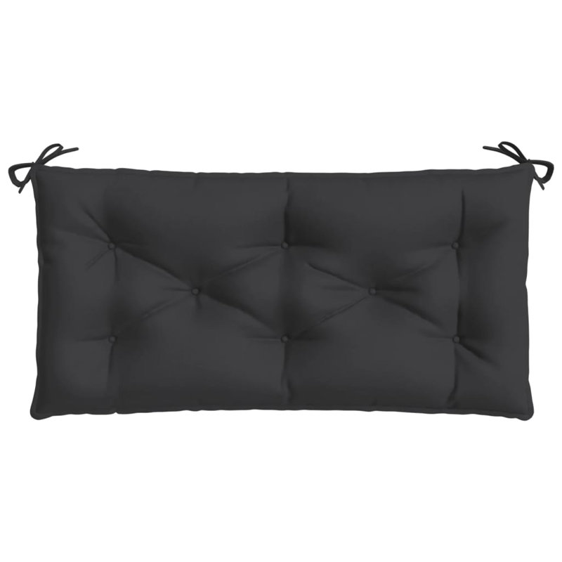 Garden Bench Cushion Set of 2 Black Oxford Fabric 100 Percent Polyester Outdoor Bench Cushions, Polyester - Black
