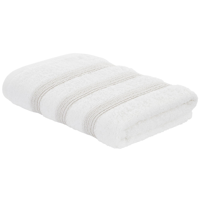 Lurex Bands Bath Towel, White/Silver