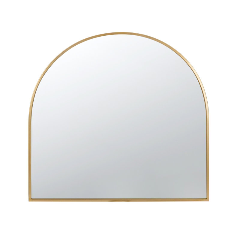 33" X 31"  Arched Decorative Accent Mirror With Iron Gold Frame, Wall Deor For Bathroom, Bedroom, Entryway, Mantel, Mirror