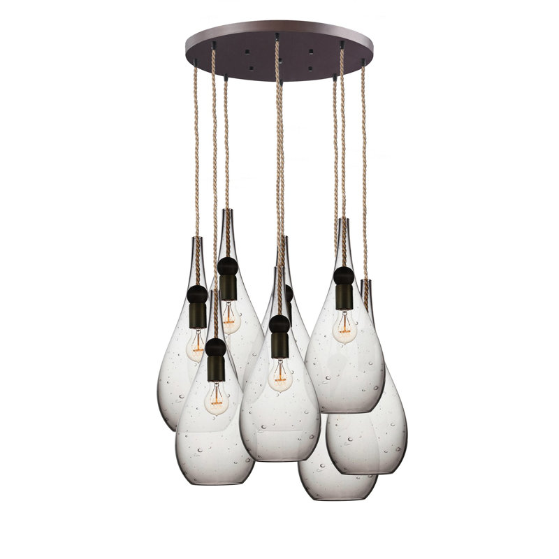 Earth 8 - Light Chandelier, 96" H x 18" W x 18" D, Ship Rod, Seeded Glass