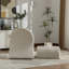 Fauteuil d'appoint moderne sans accoudoirs en chenille de 24,8 po de largeur avec repose-pieds avec rangement pour la maison et le bureau (beige)-114122741