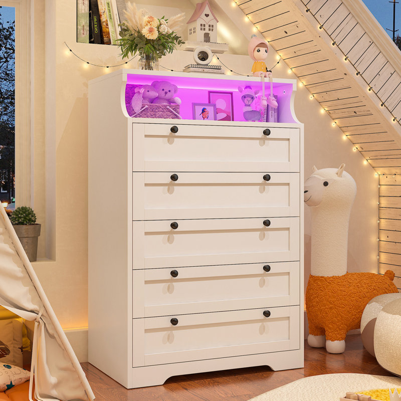 31.3 " W 5 - Drawer Dresser, White