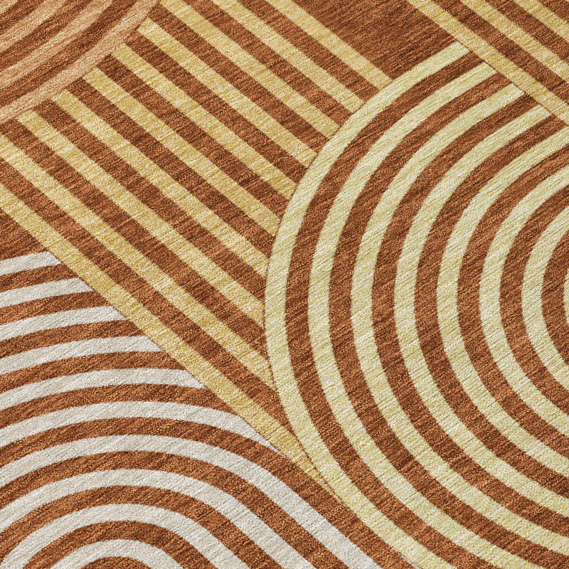 Machine Washable Indoor/Outdoor Chantille ACN2549 Mid-Century Modern Rug, 8' x 10', Paprika