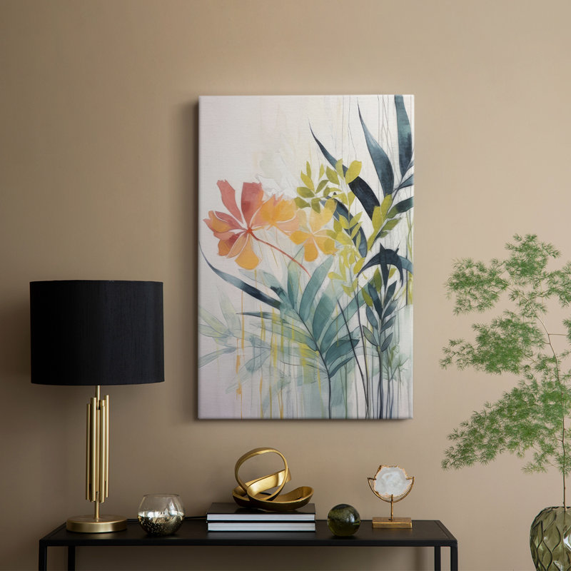 Élégance florale rose et jaune II - galerie Cavas sur mesure, H 48 po x l 32 po