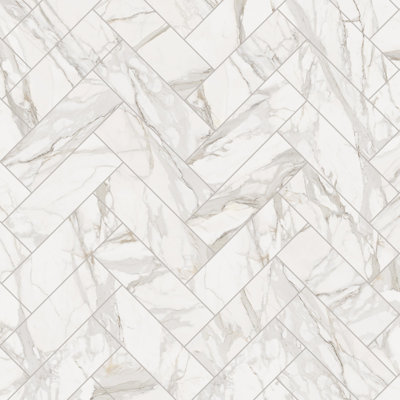 Vienna Marble 2X6 Herringbone Mosaic Calacatta
