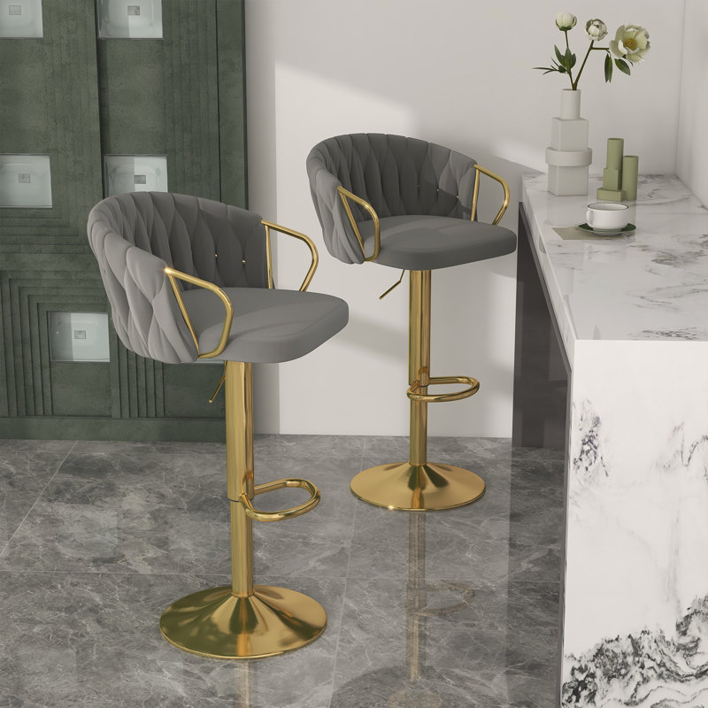 Christal Height Adjustable Swivel Bar Stool, Grey