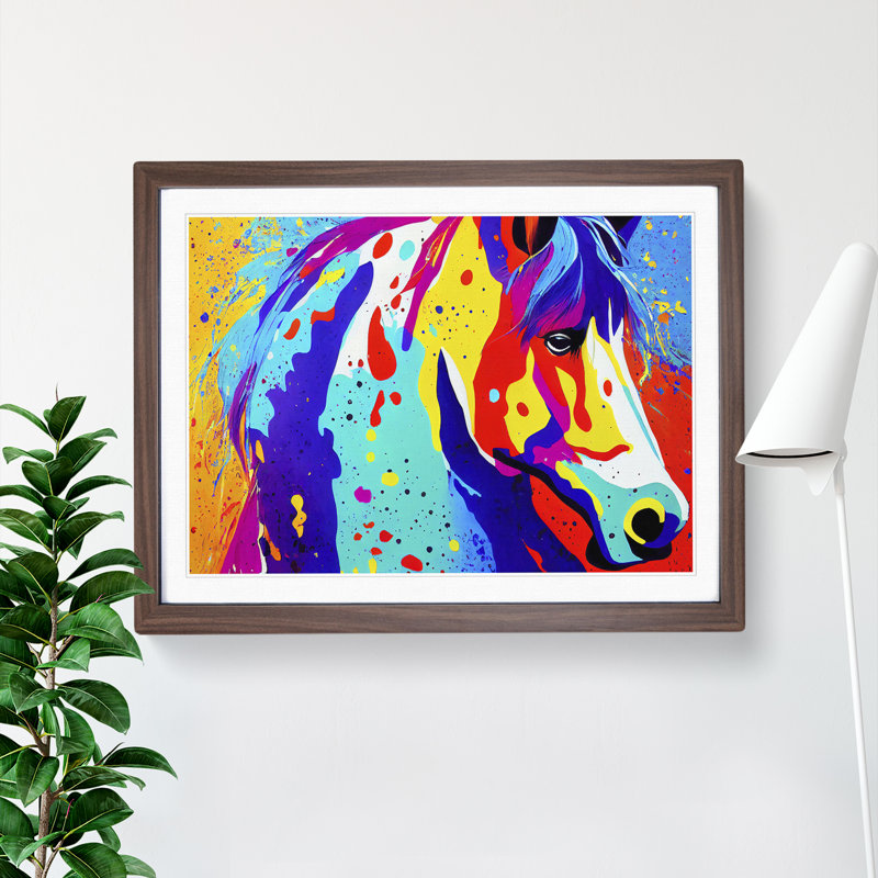 Horse Splash Vol.4 1 Piece Single Picture Frame Wall Art, 25cm H x 34cm W x 2cm D, Walnut Framed